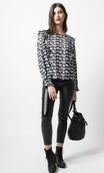 Beautiful black and white print long sleeve top perfect for work or play!!