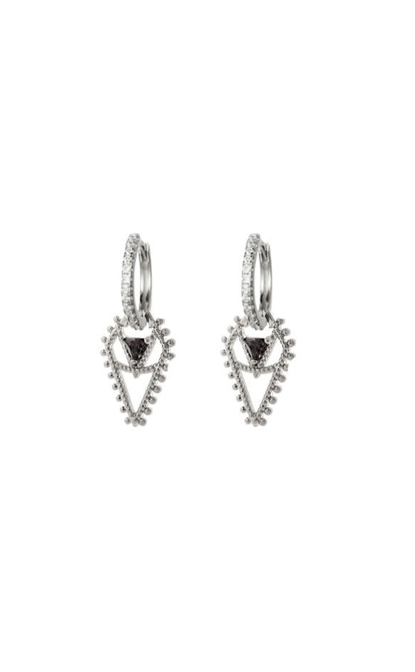 Lindi Kingi x Kelly - Hearts and Lovers Embellished Sleepers | Silver