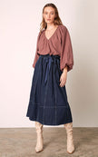 ESMAEE - IRENA V-NECK BLOUSE - CHESTNUT