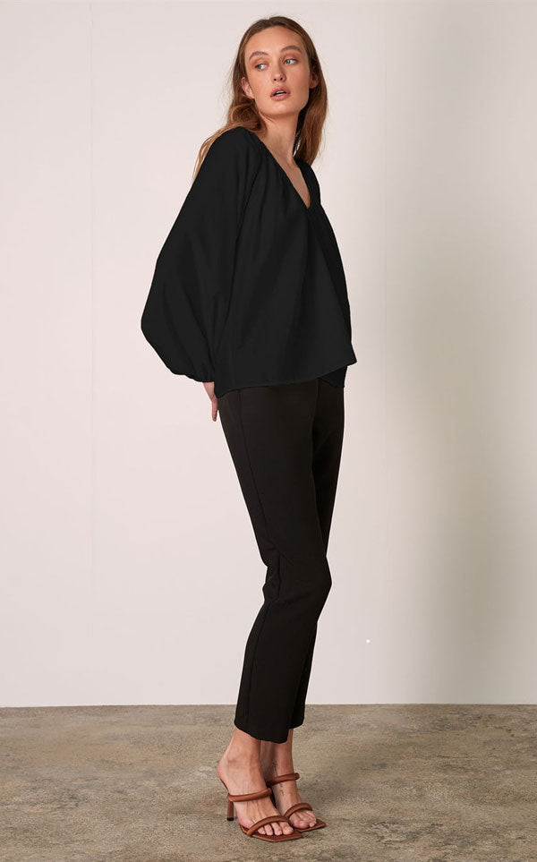 ESMAEE - IRENA V-NECK BLOUSE - BLACK