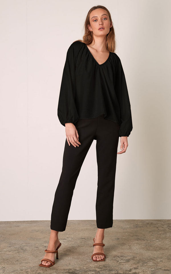ESMAEE - IRENA V-NECK BLOUSE - BLACK