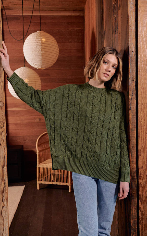 Maxted - Soft Touch Cable Pullover Thyme
