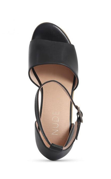 Nude Footwear - Tilley Wedge | Black Burnished