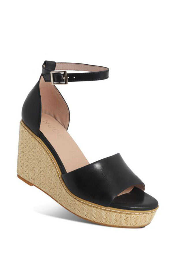Nude Footwear - Tilley Wedge | Black Burnished